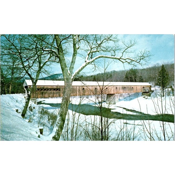 None Other - West River Dummerston Vermont Vintage Covered Bridge Postcard PC11